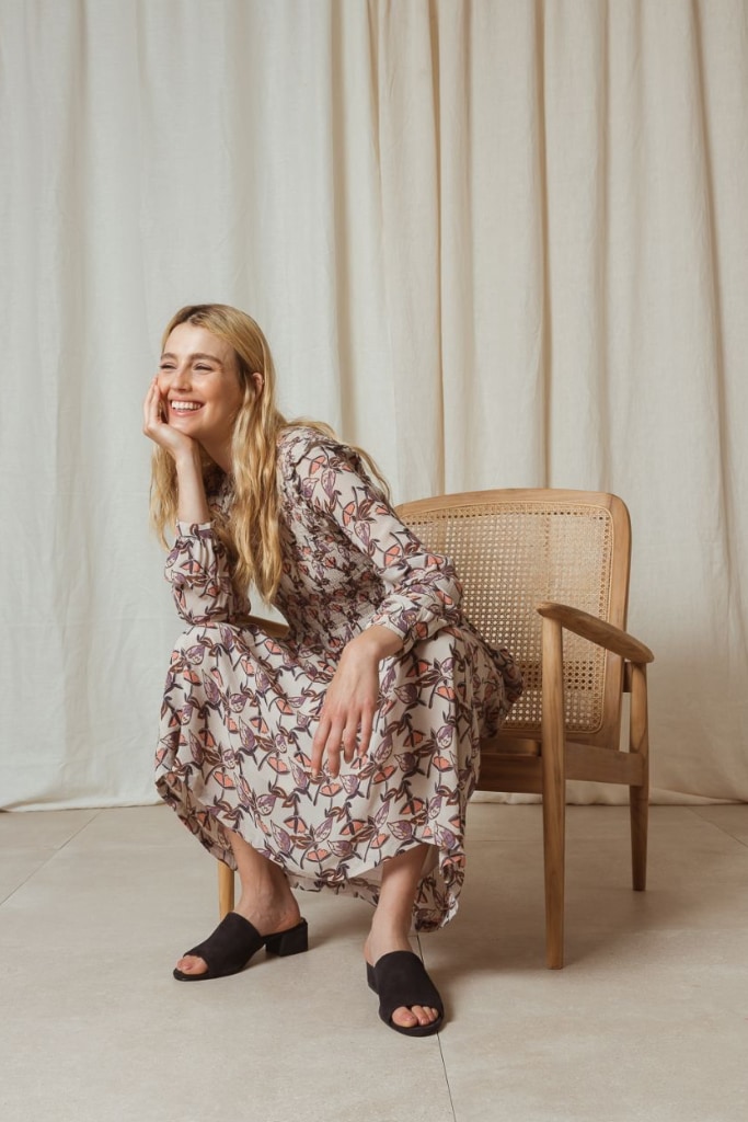 indi cold - Šaty voľné s potlačou DONNA PIEDRA - piedra indi cold - Šaty voľné s potlačou DONNA PIEDRA - piedra