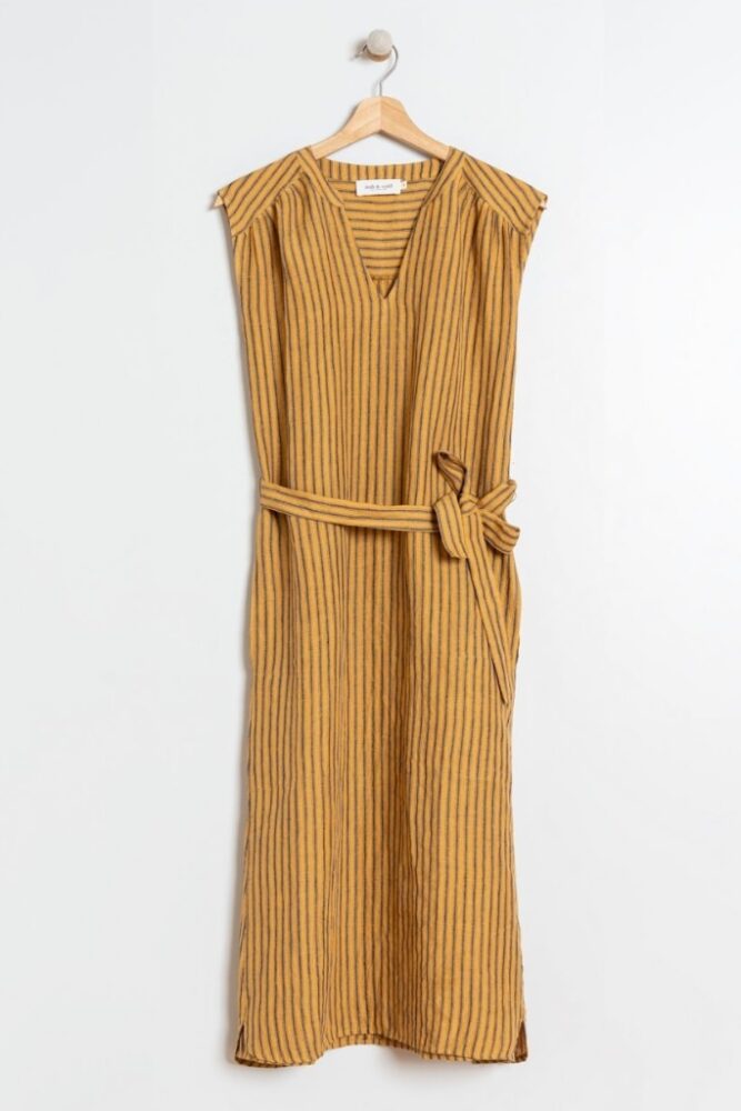 indi cold - Šaty midi ľanové Cuero - cuero