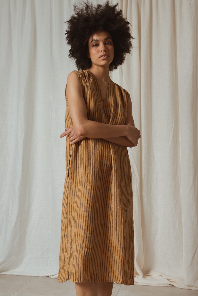 indi cold - Šaty midi ľanové Cuero - cuero indi cold - Šaty midi ľanové Cuero - cuero