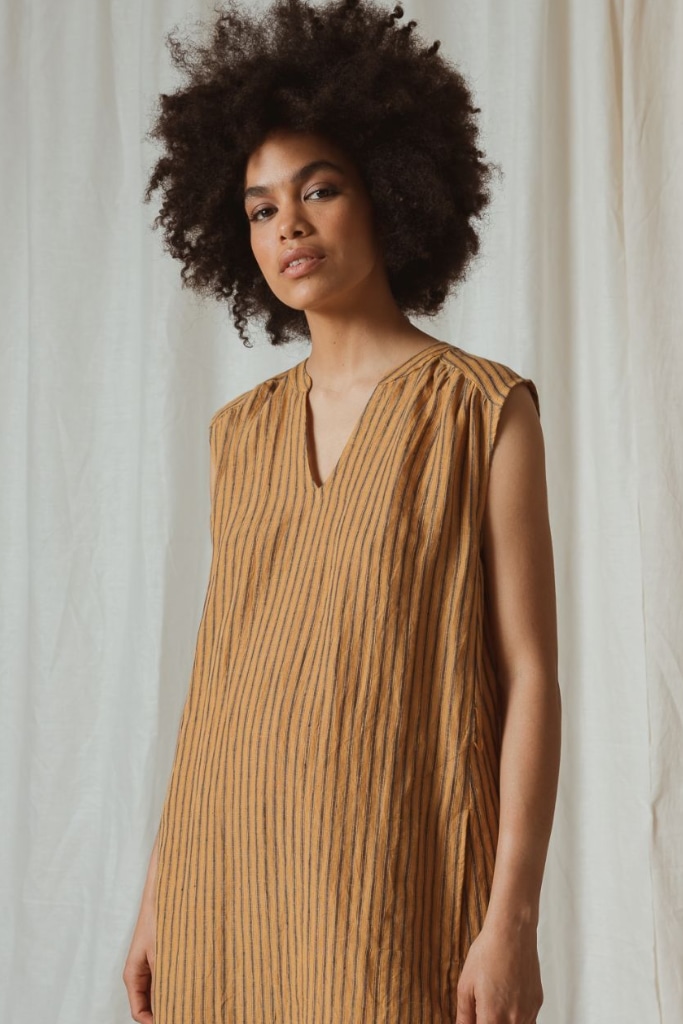 indi cold - Šaty midi ľanové Cuero - cuero indi cold - Šaty midi ľanové Cuero - cuero